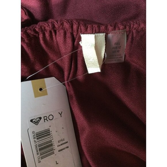 Roxy Women Still Waking Up Solid Shift Dress Ruffle Keyhole Burgundy Size Large - Picture 5 of 5